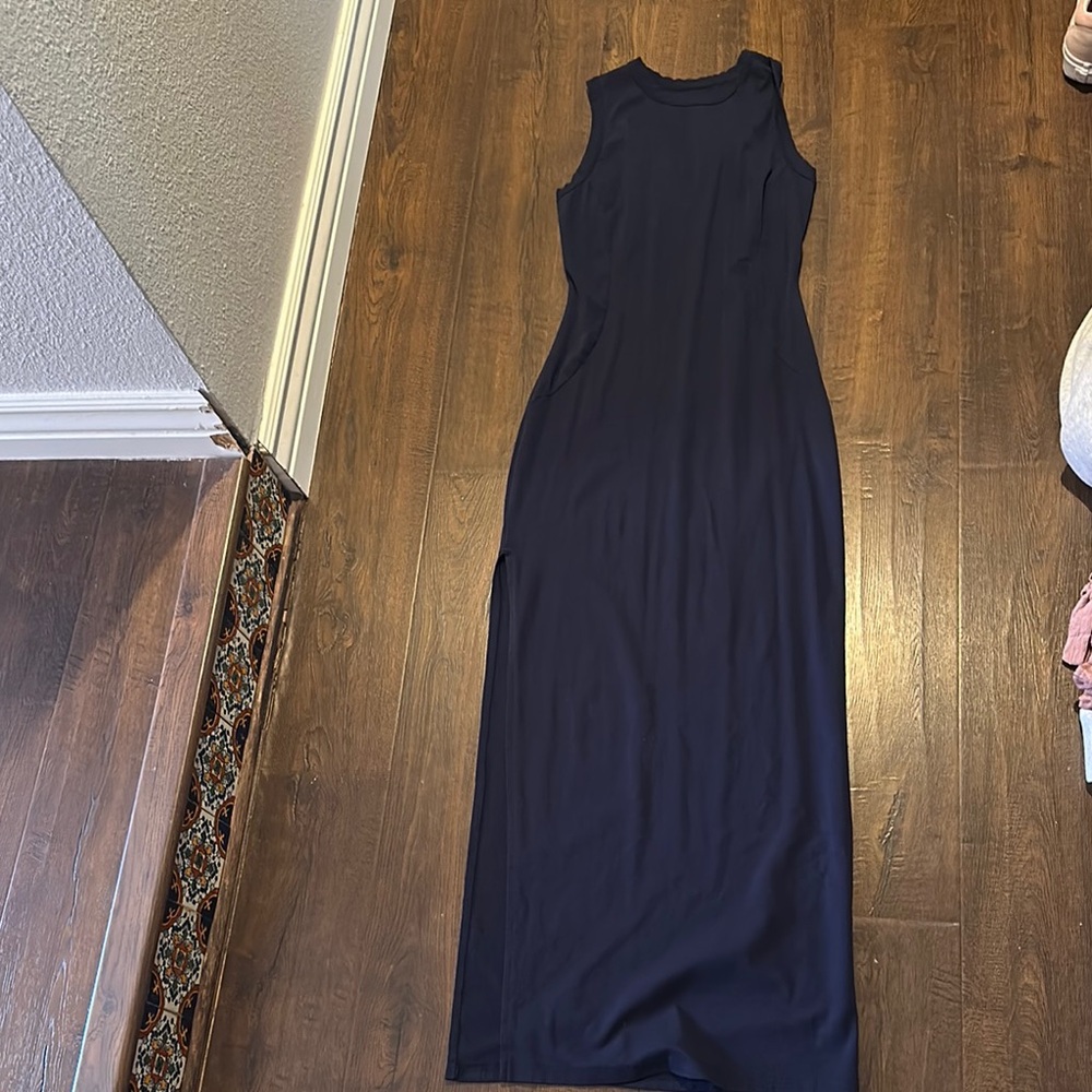 Amazon Blue Halter Slit Maxi Dress